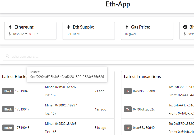 Ethereum Block Explorer